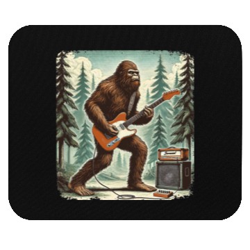 Discover Bigfoot Playing Guitar Sasquatch Men Boys Women Mouse Pads