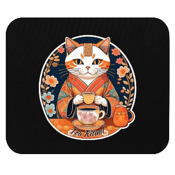 Discover Tea ceremony tea ritual cat drinking tea Mouse Pads