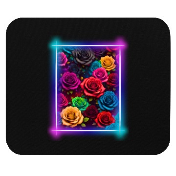 Discover Flower design surrounded by a neon frame Mouse Pads
