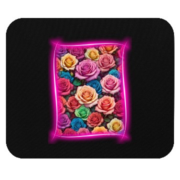 Discover Flower design framed by neon lights Mouse Pads