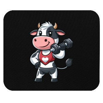 Discover Cow fitness workout gym training bodybuilder Mouse Pads