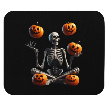 Discover Funny Halloween Pumpkin Juggling Skeleton Mouse Pads