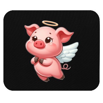 Discover Cute pig angel cartoon halo wings Mouse Pads
