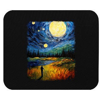 Discover Golf Player Golfer Golfing Starry Night Painting Mouse Pads