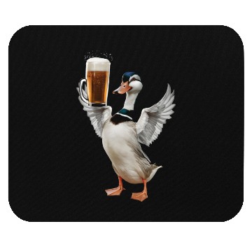 Discover Duck Drinking Beer Realistic Mouse Pads