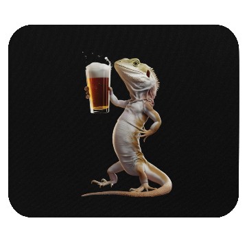 Discover Lizard Drinking Beer Realistic Mouse Pads