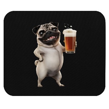 Discover Pug Drinking Beer Realistic Mouse Pads