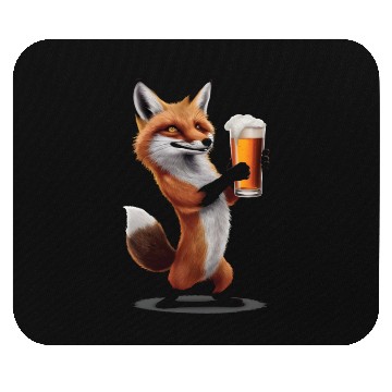 Discover Fox Drinking Beer Realistic Mouse Pads