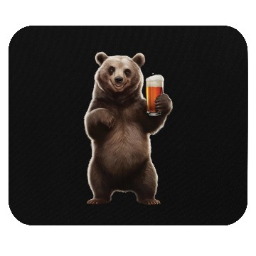 Discover Bear Drinking Beer Realistic Mouse Pads