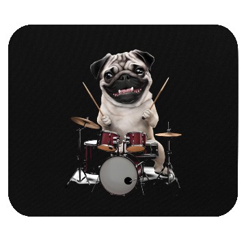 Discover Pug Playing Drums Realistic Mouse Pads