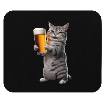 Discover Cat Drinking Beer Realistic Mouse Pads