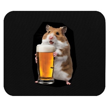 Discover Hamster Drinking Beer Realistic Mouse Pads