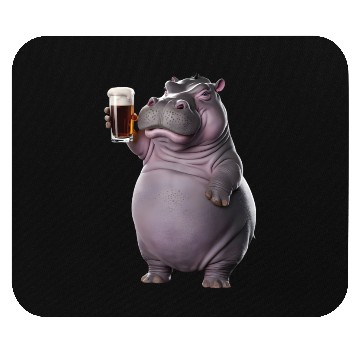 Discover Hippo Drinking Beer Realistic Mouse Pads