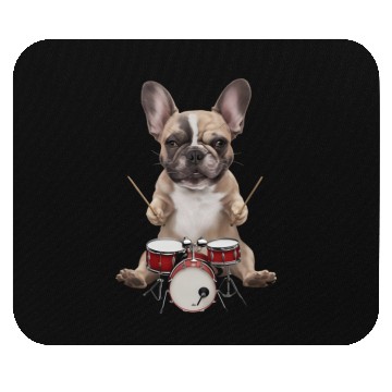 Discover Frenchie Playing Drums Realistic Mouse Pads