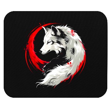 Discover Lunar Red White Wolf Mouse Pads