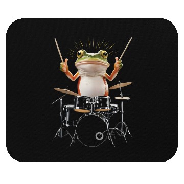 Discover Frog Playing Drums Realistic Mouse Pads