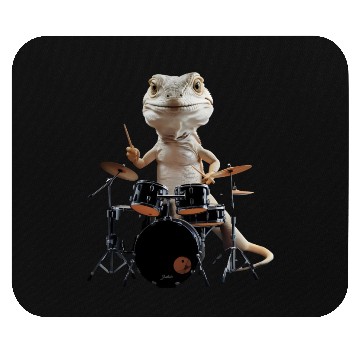 Discover Lizard Playing Drums Realistic Mouse Pads