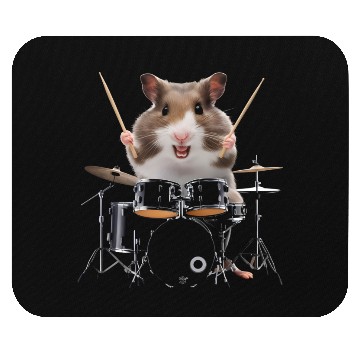 Discover Hamster Playing Drums Realistic Mouse Pads