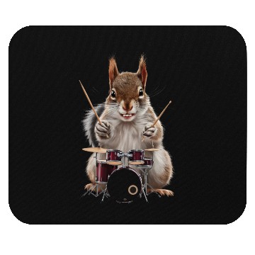 Discover Squirrel Playing Drums Realistic Mouse Pads