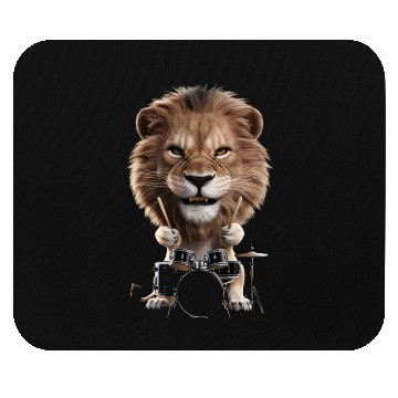 Discover Lion Playing Drums Realistic Mouse Pads
