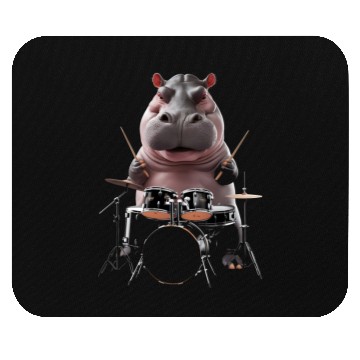Discover Hippo Playing Drums Realistic Mouse Pads