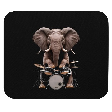 Discover Elephant Playing Drums Realistic Mouse Pads