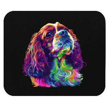 Discover Cavalier King Charles Spaniel Illustration Rainbow Mouse Pads