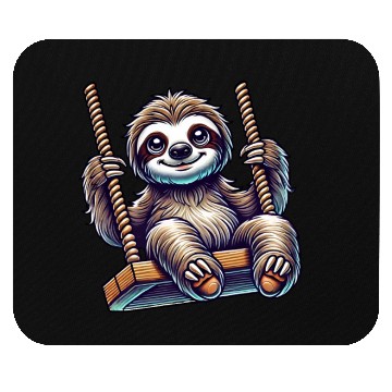 Discover Cute sloth swing cartoon playground animal Mouse Pads
