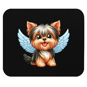 Discover Cute Yorkshire Terrier with angel wings Mouse Pads
