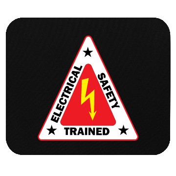 Discover electrical Safety Trained Triangle Warning Sign Mouse Pads