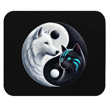 Discover Wolf & Cheshire Yin-Yang Mouse Pads