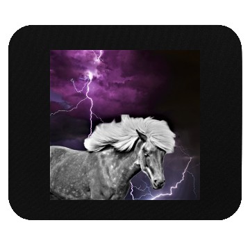 Discover Horse, lightning, night Mouse Pads