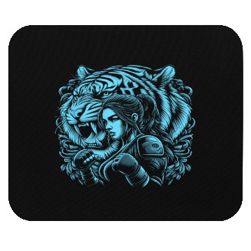 Discover women tiger fight Mouse Pads