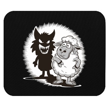Discover Unique Comic Sheep and Wolf Shadow for a Sheep Mouse Pads