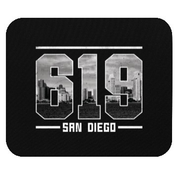Discover Vintage San Diego 619 Area Code California Skyline Mouse Pads