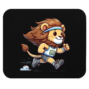Discover Cute Marathon Runner Lion Mouse Pads