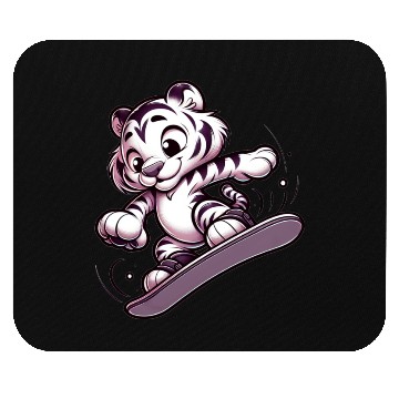 Discover Cute Snowboarder Tiger Mouse Pads