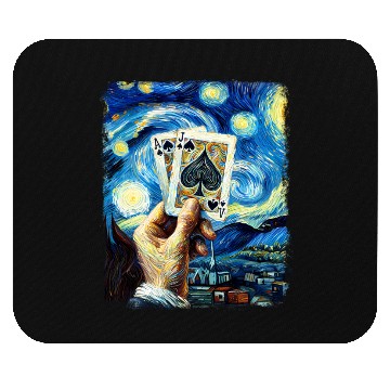 Discover Blackjack Gambling Cards Starry Night Painting Mouse Pads