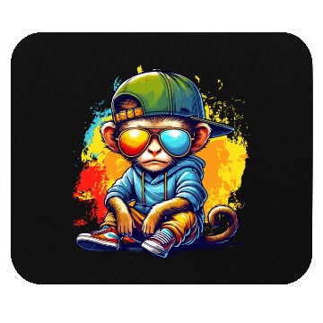 Discover Cool Hip Hop Monkey with Sunglasses Graffiti Style Mouse Pads