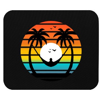 Discover Sunset Palm Trees Hammock Relaxing Beach Vibes Mouse Pads