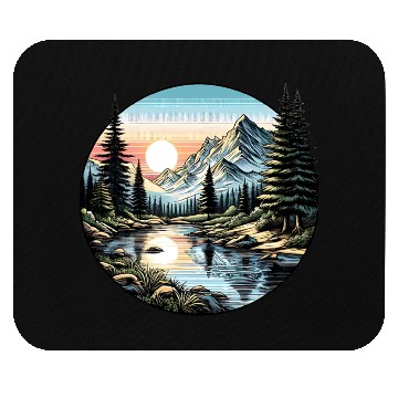 Discover Tranquil Mountain Sunrise: Serene Landscape Art Mouse Pads