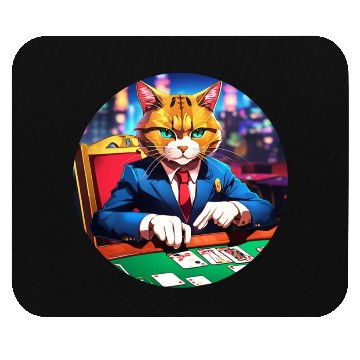 Discover The Gambler Cat's Blackjack Night Mouse Pads