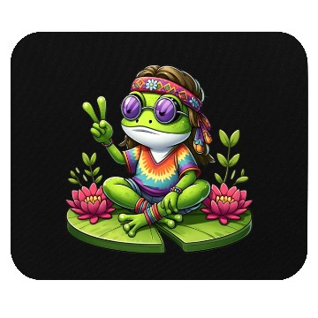 Discover Sweet Flowers Frog Mouse Pads