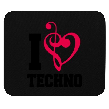 Discover I Love Techno Music Party DJ Clef Bass Note Heart Mouse Pads
