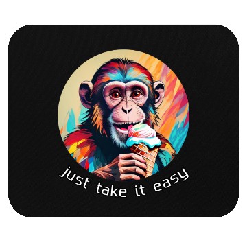 Discover Monkey eating ice cream with a big smile Mouse Pads