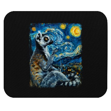 Discover Lemur Ring Tailed Starry Night Painting Mouse Pads