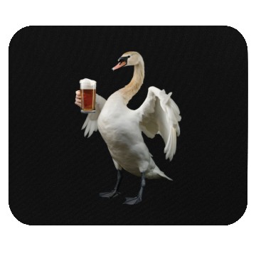 Discover Swan Drinking Beer Realistic Mouse Pads