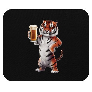Discover Tiger Drinking Beer Realistic Mouse Pads