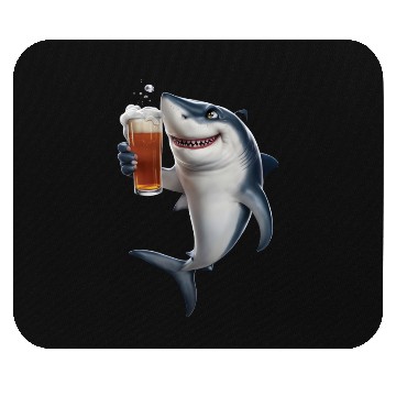 Discover Shark Drinking Beer Realistic Mouse Pads