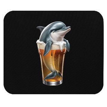 Discover Dolphin Drinking Beer Realistic Mouse Pads